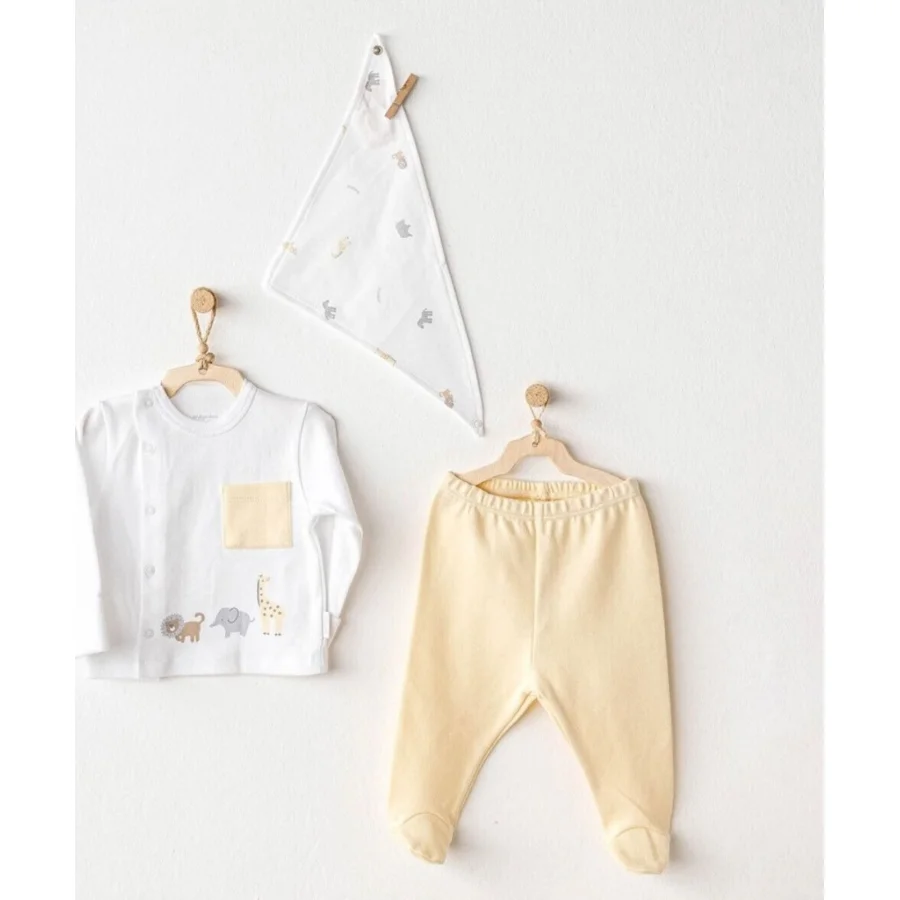 Andywawa Side Snap Set Little King Zıbın Set, 3'lü, Sarı