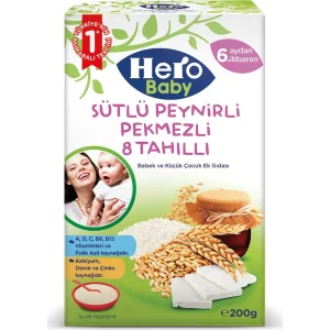 Hero Baby Sütlü 8 Tahıllı Peynirli Pekmezli Kaşık Mama, 200 g