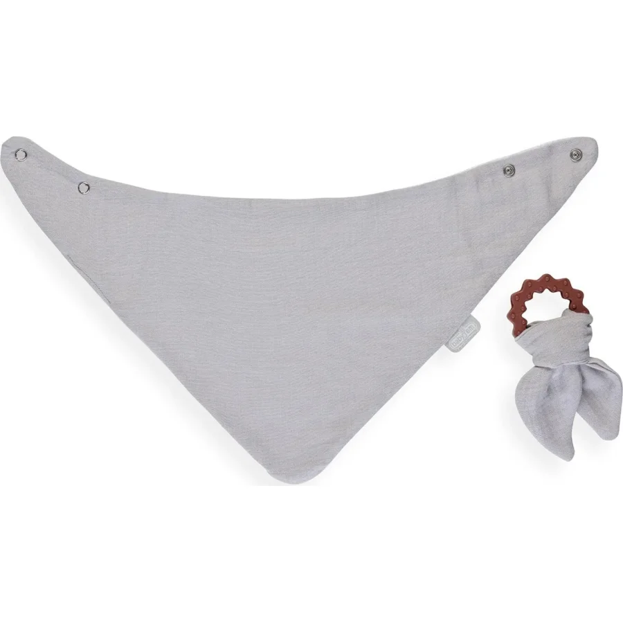 BabyJem Silikon Diş Kaşıyıcılı Müslin Önlük, Gri