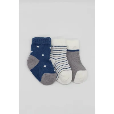 Bistyle Penye Erkek Soket Çorap, 3'lü, İndigo