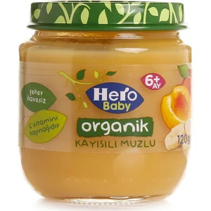 Hero Baby Organik Kayısı Muz Püresi Kavanoz Mama, 120 g