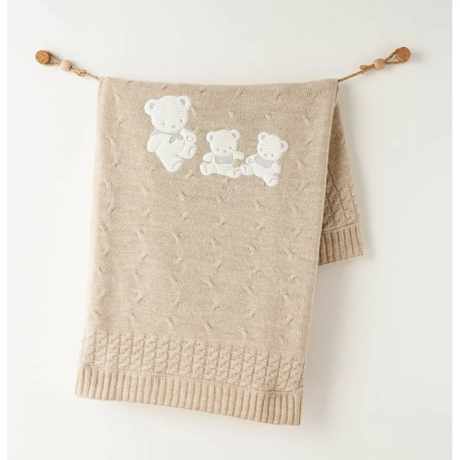 Andywawa Triko Battaniye, 85x100, Bej, Melanj