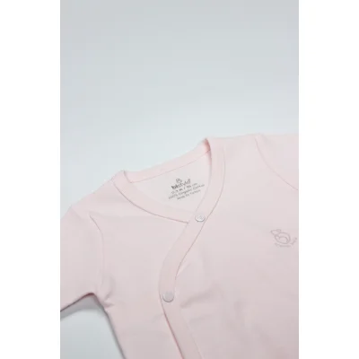 Bistyle Organik Natural Basic Style Kruvaze Yarım Kol Body, Pembe