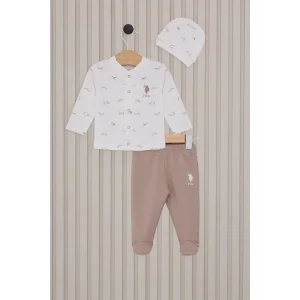 U.S.Polo Erkek Bebek Patikli Takım, 3'lü, Krem