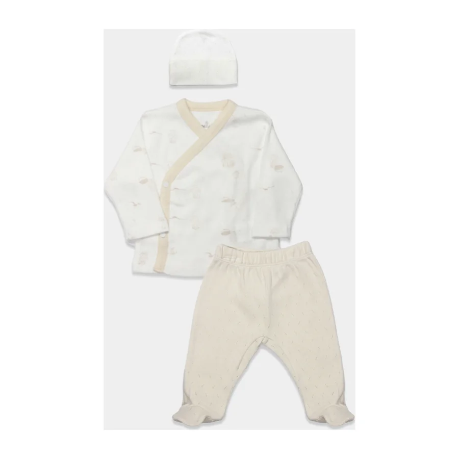 Bistyle My Favorite Zoo Zıbın Takım, 3'lü, Ekru