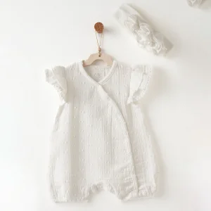 Andywawa Baby Chic Tulum Takım, 3'lü, Ekru