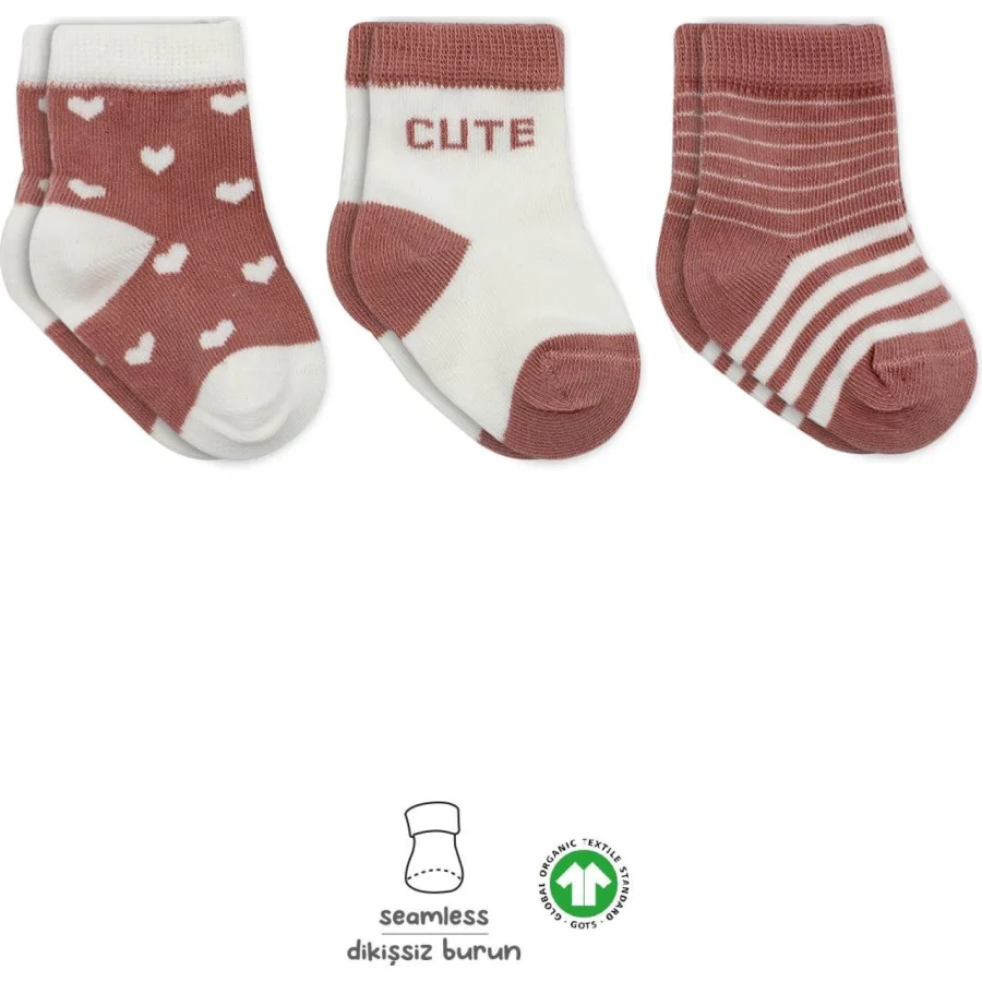 Bistyle 3'Lü Penye Cute Stars Soket Çorap 10115 Pudra