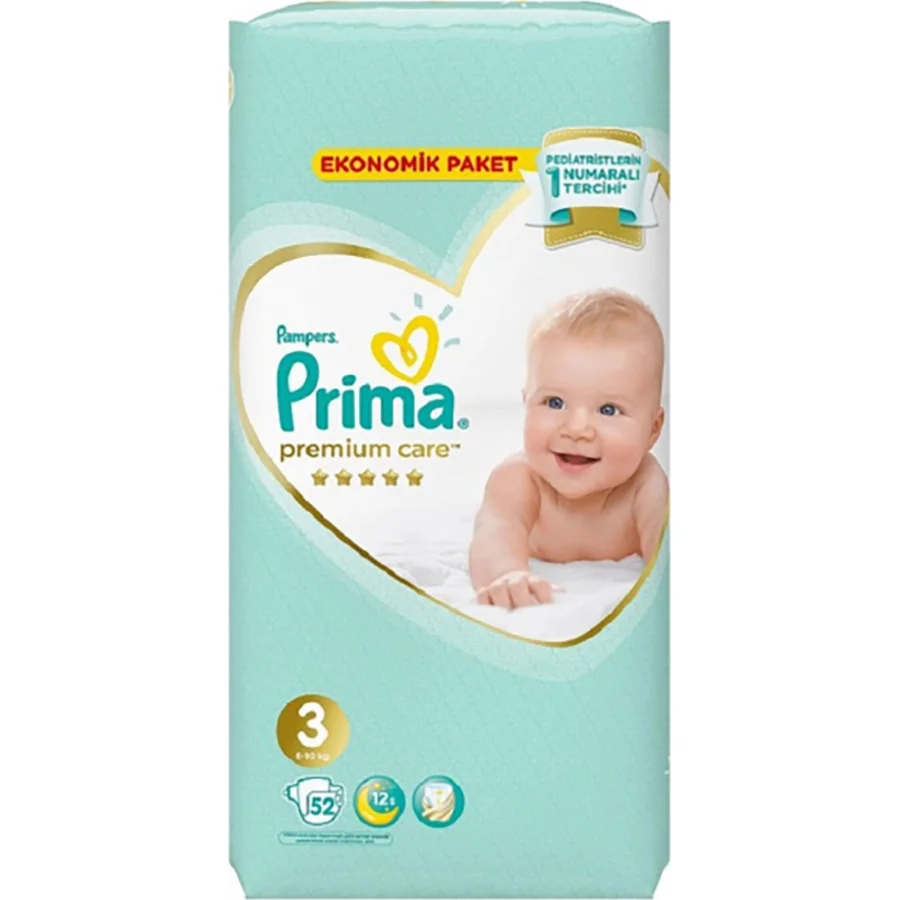 Prima Premium Care Bebek Bezi, 3 Beden, 52 Adet