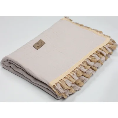 Bistyle Organik Müslin, 80x90, Fistolu Battaniye, Taş