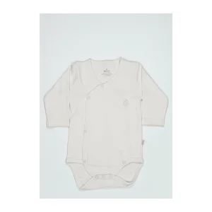 Bistyle Organik Natural Basic Style Uzun Kol Kruvaze Badi, Ekru