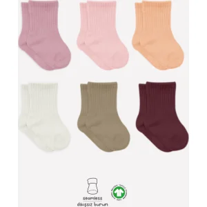 Bistyle Mix Penye Soket Çorap 6'Lı BS10101M Gül Kurusu