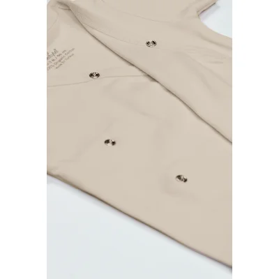 Bistyle Organik Natural Basic Style Kruvaze Uzun Kol Body, Bej