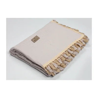 Bistyle Organik Müslin Fistolu Battaniye, 80x90, Taş