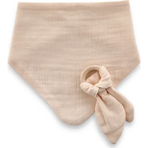 BabyJem Ahşap Diş Kaşıyıcılı Bürümcük Müslin Önlük, Somon