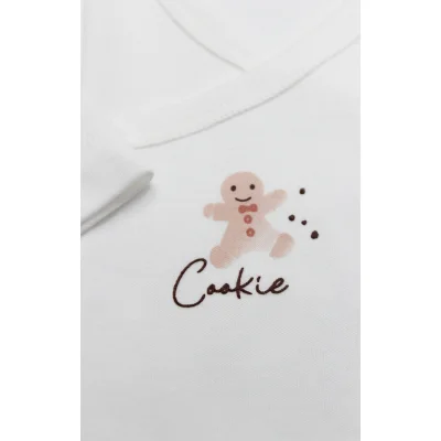 Bistyle Kruvaze Body Uzun Kol Cookies Make Happy Ekru