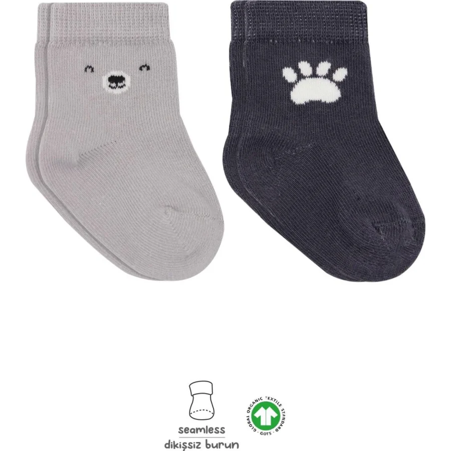 Bistyle 2'Li Bear Penye Soket Çorap 10116 Gri