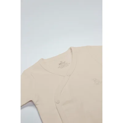 Bistyle Organik Natural Basic Style Uzun Kol Kruvaze Badi, Bej