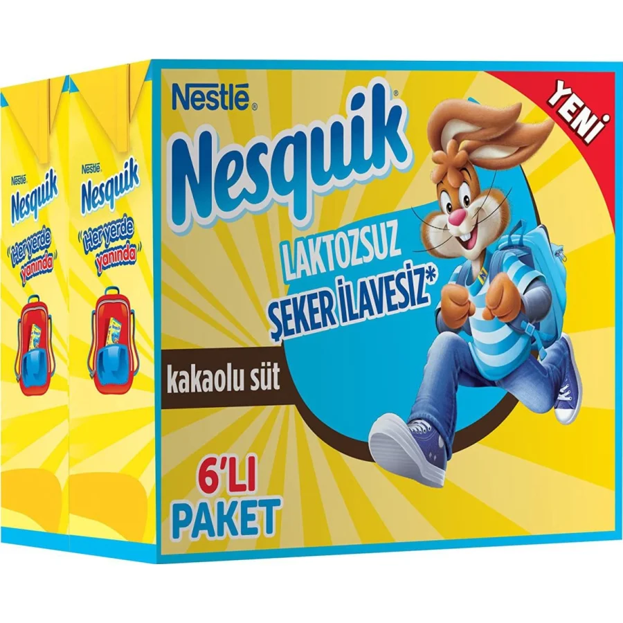 Nesquik Laktozsuz ve Şeker İlavesiz Kakaolu Süt, 180 ml, 6'lı