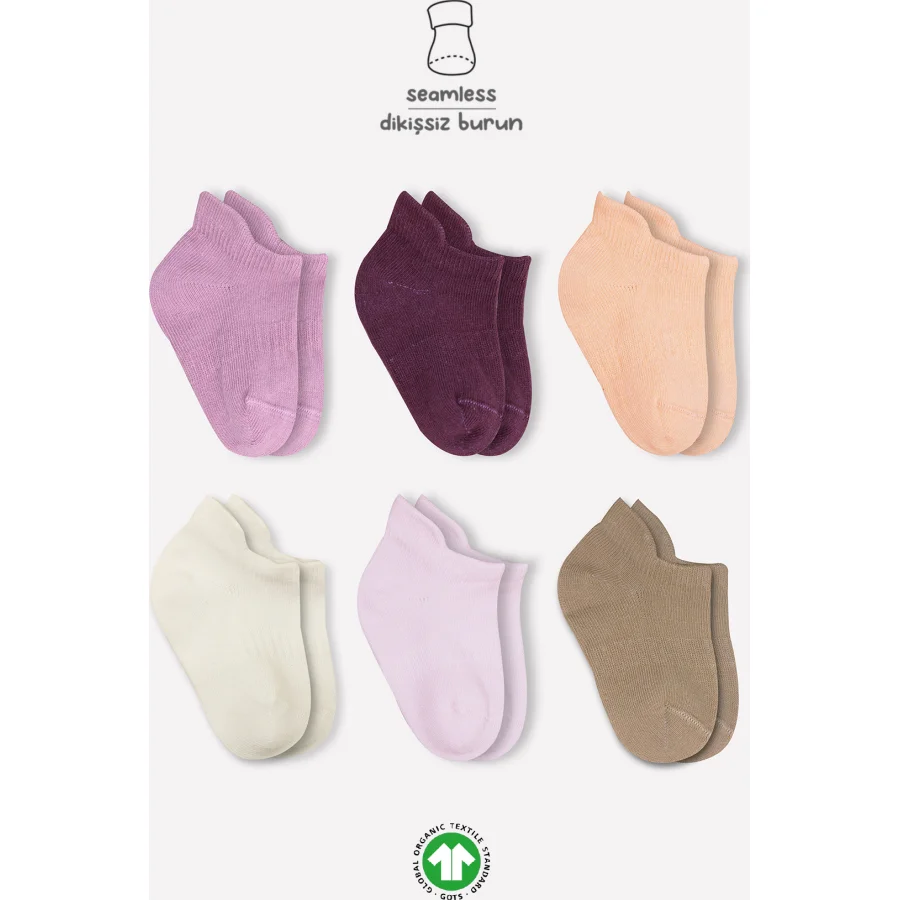 Bistyle 6'Lı Mix Penye Sneakers Çorap 20101 Gül Kurusu