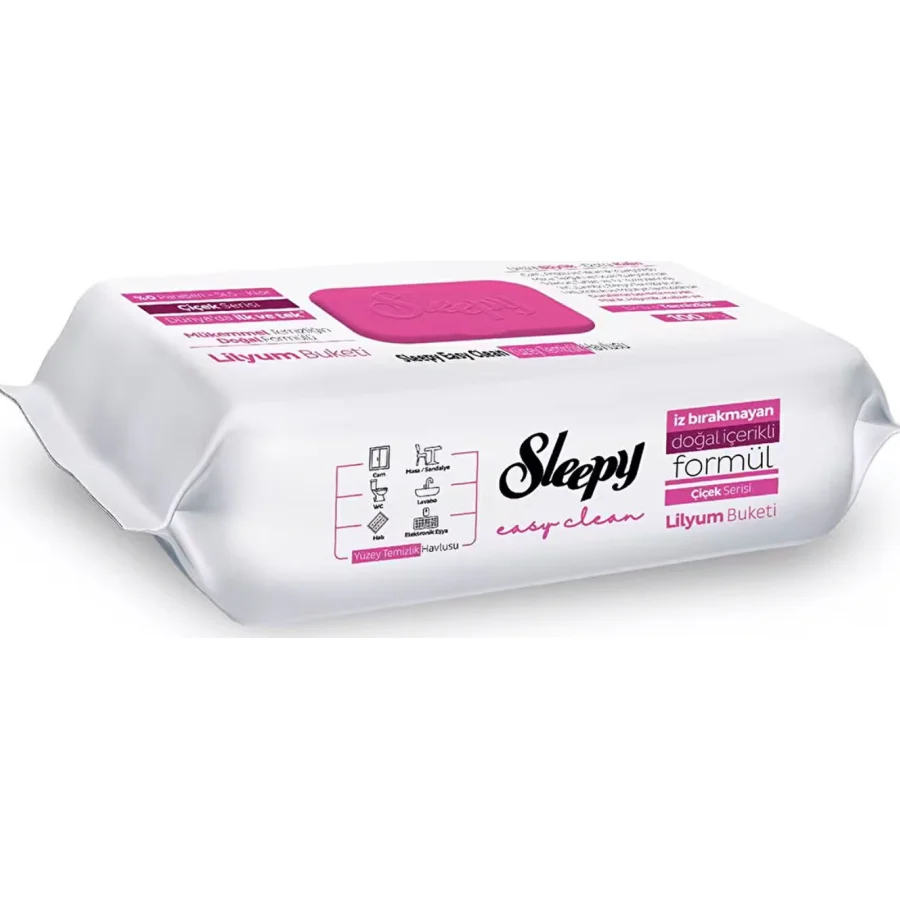 Sleepy Yüzey Temizlik Havlusu 100 Adet Lilyum, Pembe