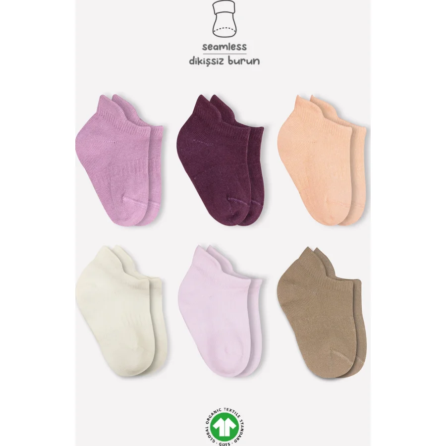 Bistyle Mix Penye Sneakers Çorap, 6'lı, Gül Kurusu