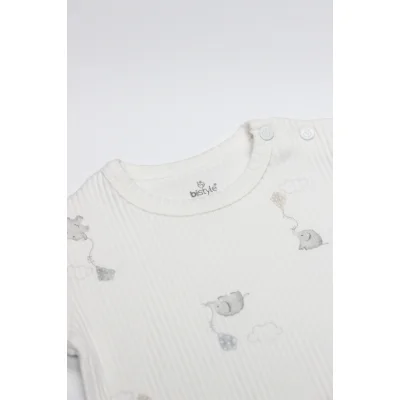Bistyle Flying Elephant Yarım Kol Body, 2'li, Ekru, Gri