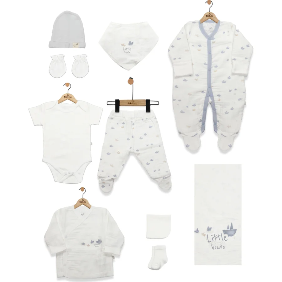 Bistyle Müslin Little Boats Hastane Çıkışı, 10'lu, Ekru
