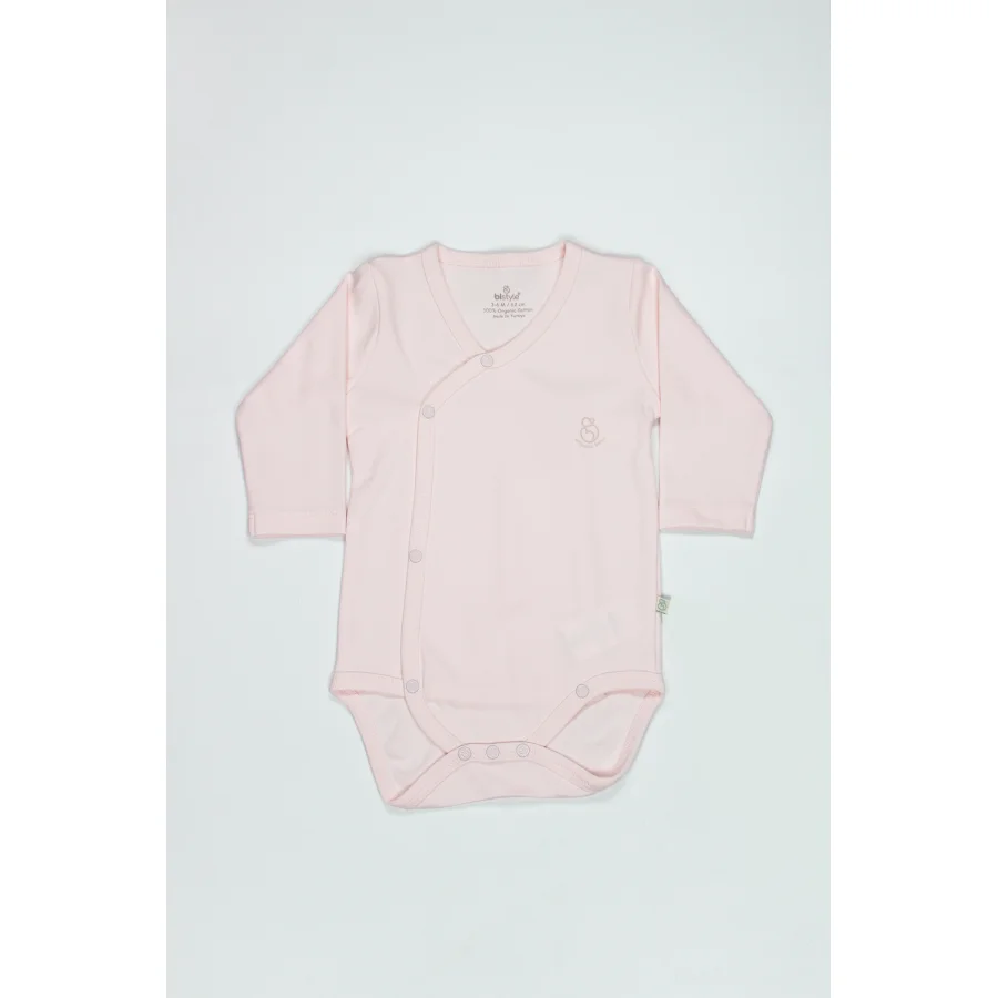 Bistyle Organik Natural Basic Style Kruvaze Uzun Kol Body BS17102 Pembe