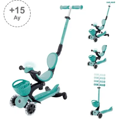 Globber Go Up Baby 360 Scooter, Işıklı, Koyu Mint