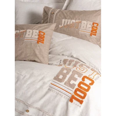 Cotton Box Mood Nakışlı Ranforce Nevresim Takımı Tek Kişilik Cool, Kahve