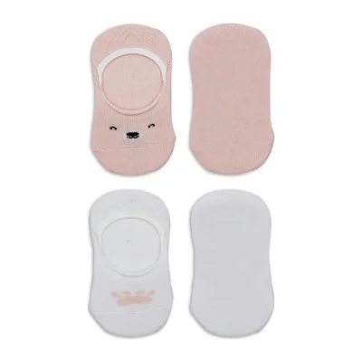 Bistyle Babet Cute Face Penye Çorap, 2'li, Pembe-Beyaz, Beyaz