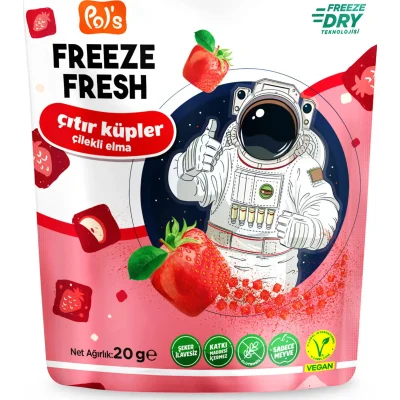 Pol’s Freeze Fresh Çıtır Küpler, Çilek, Elma, 20 g
