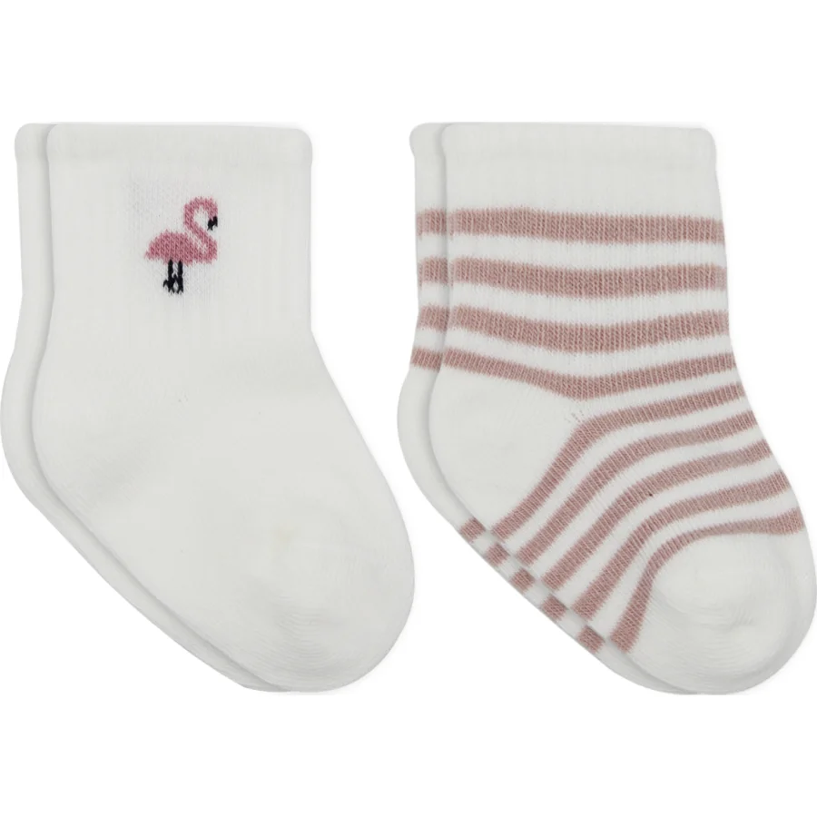Bistyle Little Girl Penye Soket Çorap, 2'li, Ekru, Lila