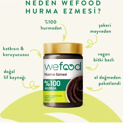 Wefood Hurma Ezmesi,  %100 Sade,400 g