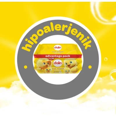 Dalin Islak Pamuk Havlu Mendil, 56 Yaprak, 3'lü