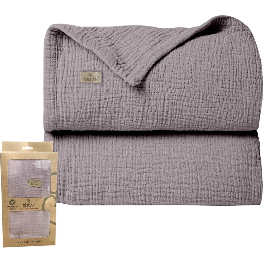 Bistyle Müslin Battaniye, 120x120 cm, Antrasit