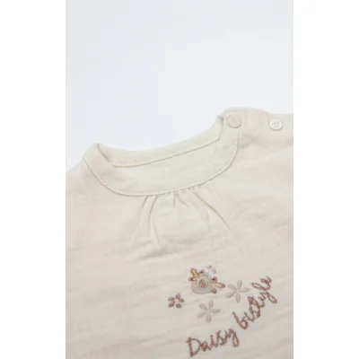 Bistyle 2li Takım Şortlu Müslin Daisy Flowers Somon