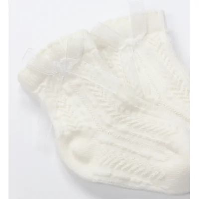 Bistyle Fiyonklu Penye Soket Çorap, 2'li, Ekru