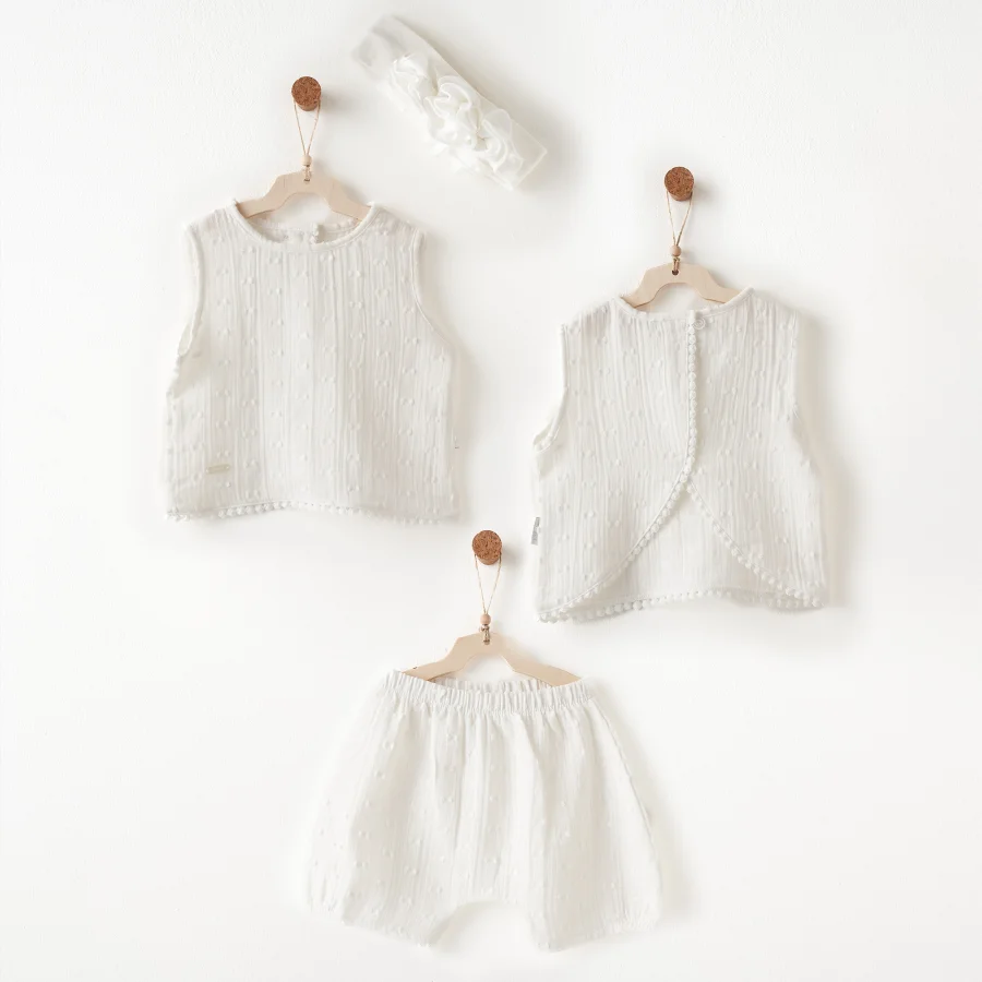 Andywawa Baby Chic Takım, 3'lü, Ekru