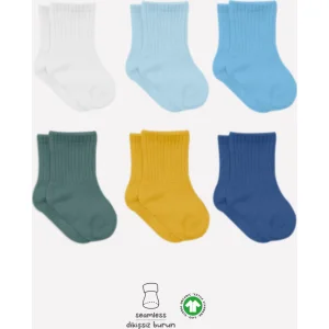 Bistyle Mix Penye Soket Çorap 6'Lı BS10101M Turkuaz
