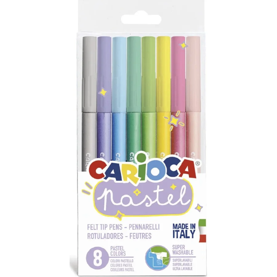 Carioca Pastel Süper Yıkanabilir Keçeli Kalem, 8'li