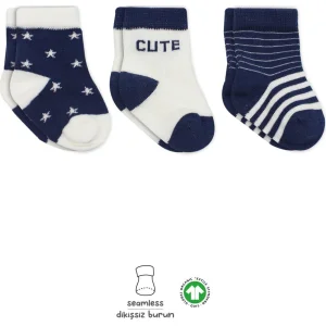 Bistyle 3lü Penye Cute Stars Soket Çorap 10115 Lacivert