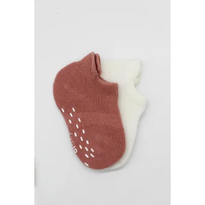 Bistyle 2'Li Sneakers Kaymaz Colours Penye Çorap 20104 Ekru Pudra