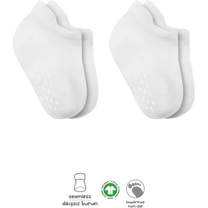 Bistyle 2'li Sneakers Kaymaz Basic Penye Çorap, Beyaz, Beyaz
