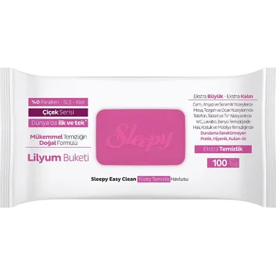 Sleepy Yüzey Temizlik Havlusu 100 Adet Lilyum Pembe