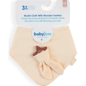 BabyJem Silikon Diş Kaşıyıcılı Müslin Önlük, Somon