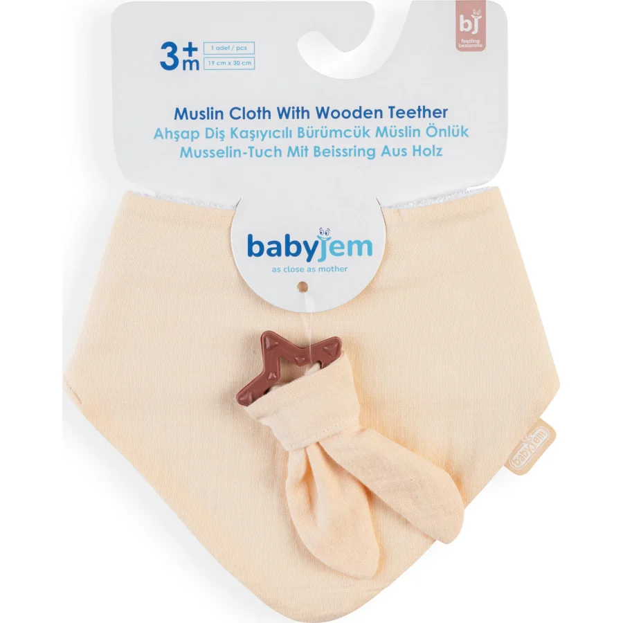 BabyJem Silikon Diş Kaşıyıcılı Müslin Önlük, Somon