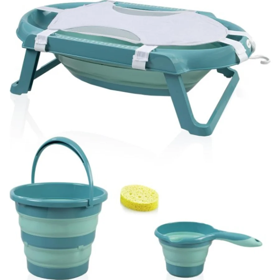 BabyJem Katlanır Banyo 5'Li Küvet Seti 596 Turkuaz