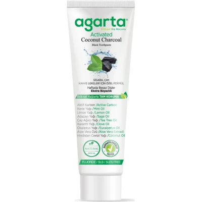 Agarta Hindistan Cevizi Özlü Aktif Karbon Diş Macunu, 100 ml