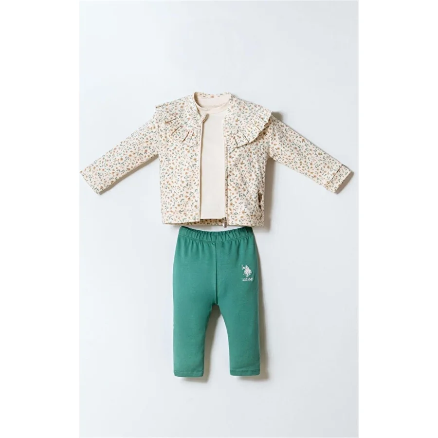 U.S. Polo Takım, 3'lü, Ekru, Yeşil